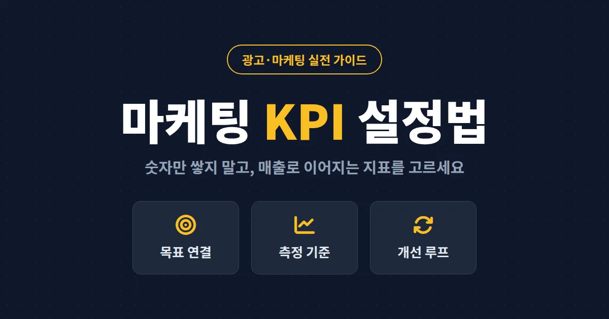 마케팅 KPI 설정 방법 - 매출로 이어지는 핵심 지표 고르는 기준과 단계별 실전 가이드