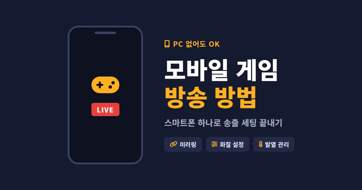모바일 게임 방송 방법 총정리 – 스마트폰 하나로 시작하는 송출 세팅과 화질 설정