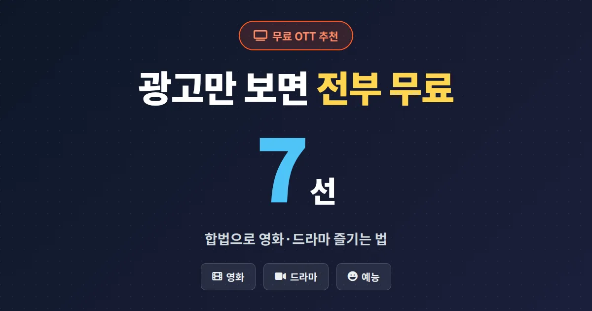 무료 OTT 서비스 추천 7선 정리 - 광고만 보고 합법으로 영화·드라마 보는 방법