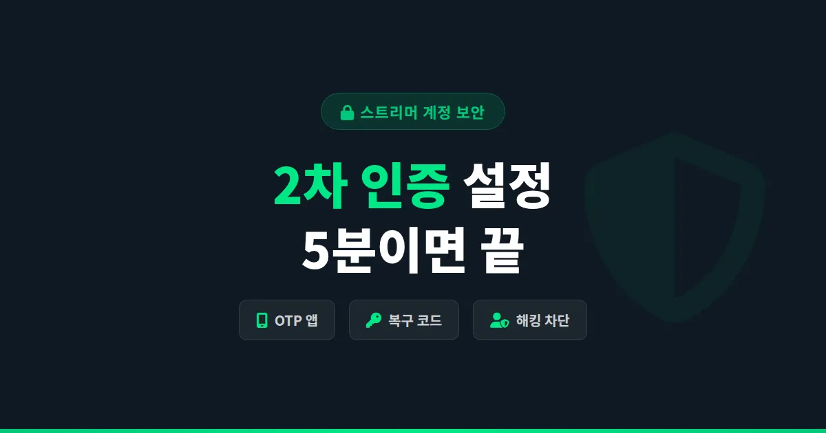 방송 2차 인증 설정 방법 - 스트리머 계정 해킹 예방 필수 가이드