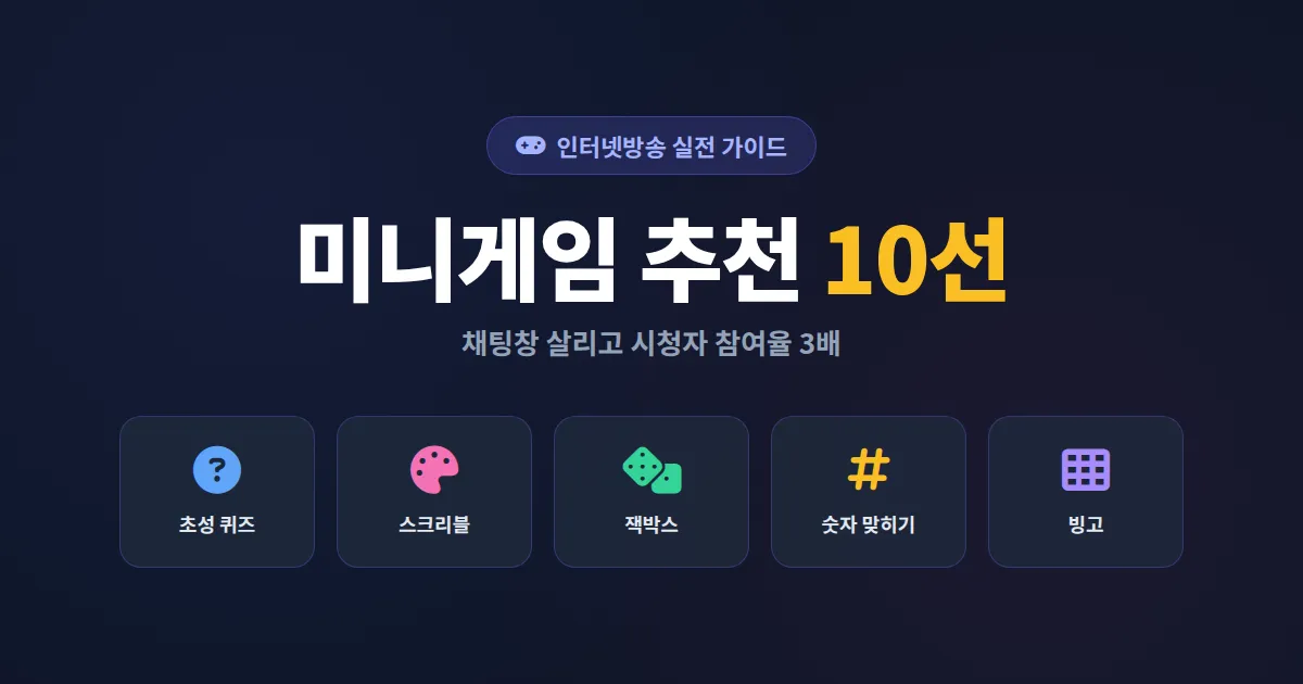 방송 미니게임 추천 완벽 가이드 - 채팅창 살리고 시청자 참여율 3배 높이는 실전 노하우