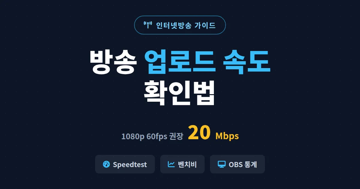 방송 업로드 속도 확인법 총정리 - 끊김 없는 송출을 위한 측정 방법과 플랫폼별 기준