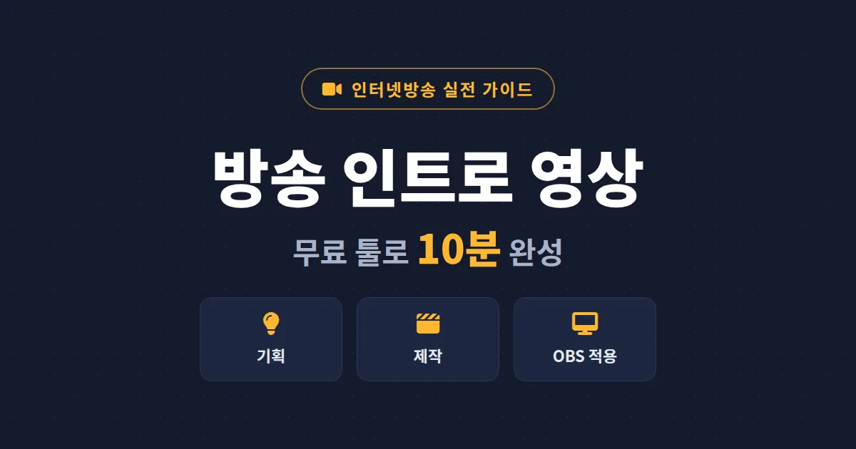 방송 인트로 영상 만들기 완벽 가이드 - 무료 툴로 10분 만에 채널 첫인상 바꾸는 법