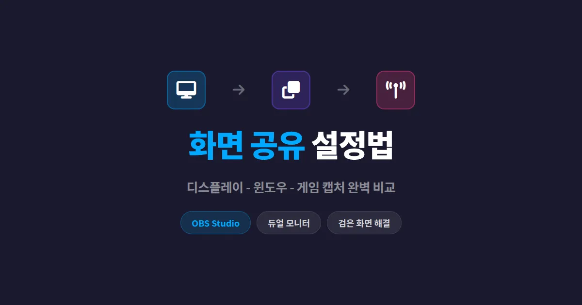 방송 화면 공유 설정 방법 총정리 - OBS 화면 캡처부터 듀얼 모니터 송출까지