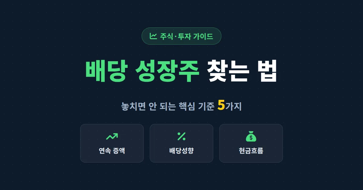배당 성장주 찾는 법 - 배당금이 매년 늘어나는 우량주 고르는 5가지 핵심 기준