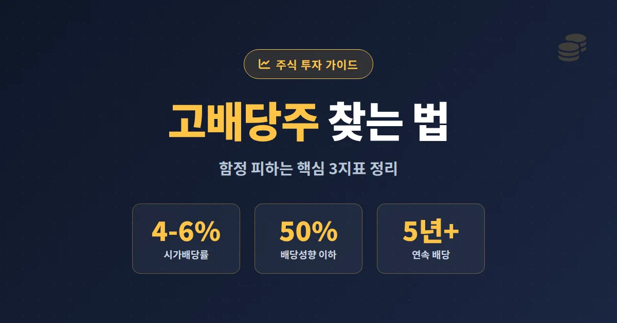 배당금 높은 주식 찾기 완벽 가이드 - 시가배당률부터 배당성향까지 초보도 쉽게 정리