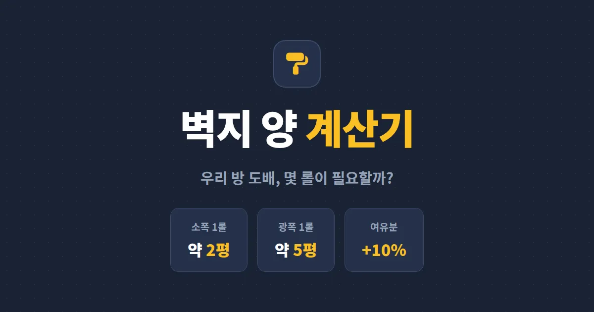 벽지 양 계산기 사용법 총정리 - 방 크기별 필요한 롤 수 계산 공식과 여유분 기준