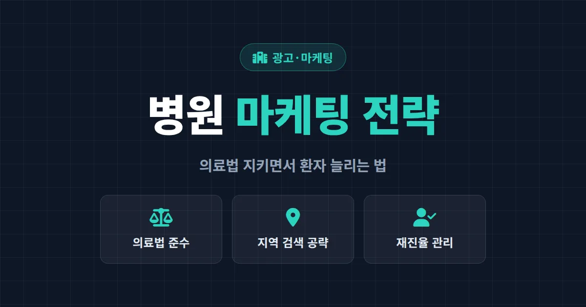 병원 마케팅 전략 완벽 가이드 - 의료법 지키면서 신규 환자와 재진율을 함께 잡는 법