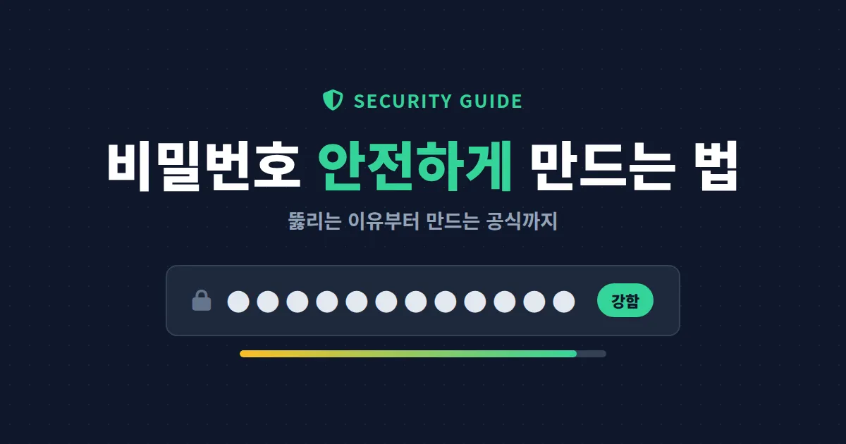 비밀번호 안전하게 만드는 법 - 해킹에 뚫리지 않는 조합 원칙과 관리 습관 총정리