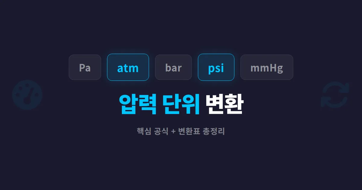 압력 단위 변환 방법 총정리 - Pa, atm, bar, psi 한눈에 이해하기