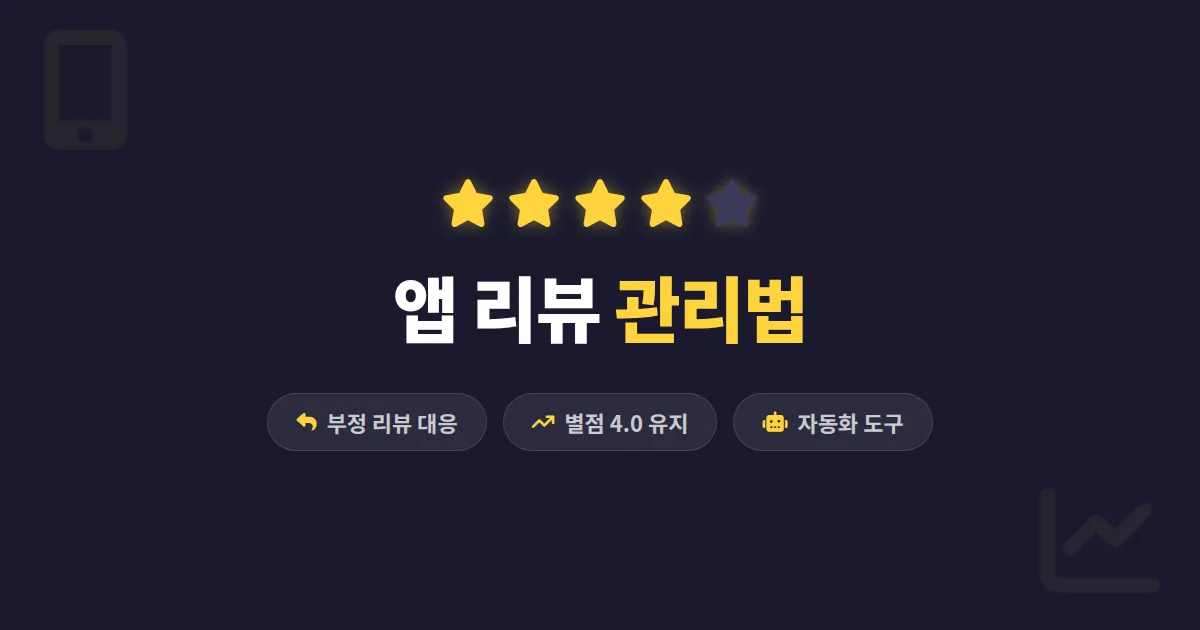 앱 리뷰 관리법 완벽 가이드 - 부정 리뷰 대응과 별점 4.0 이상 유지 전략