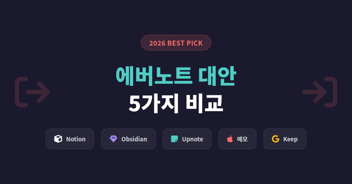 에버노트 대안 추천 - 2026년 진짜 갈아탈 만한 노트 앱 5가지 비교
