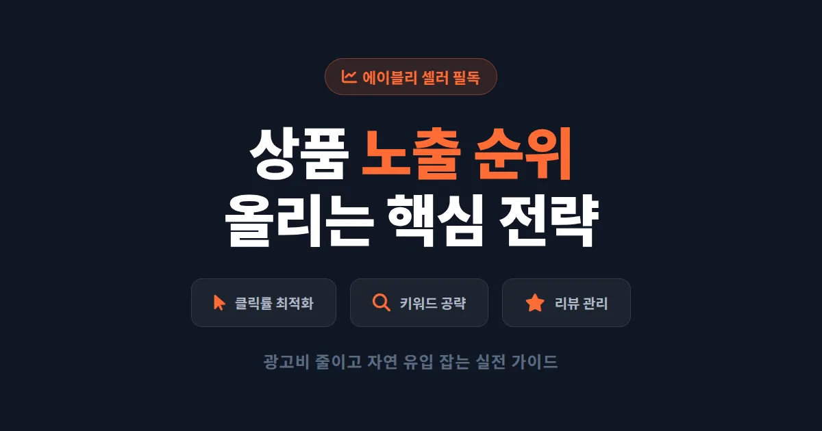 에이블리 상품 노출 전략 - 검색 순위 올리고 매출 높이는 실전 가이드