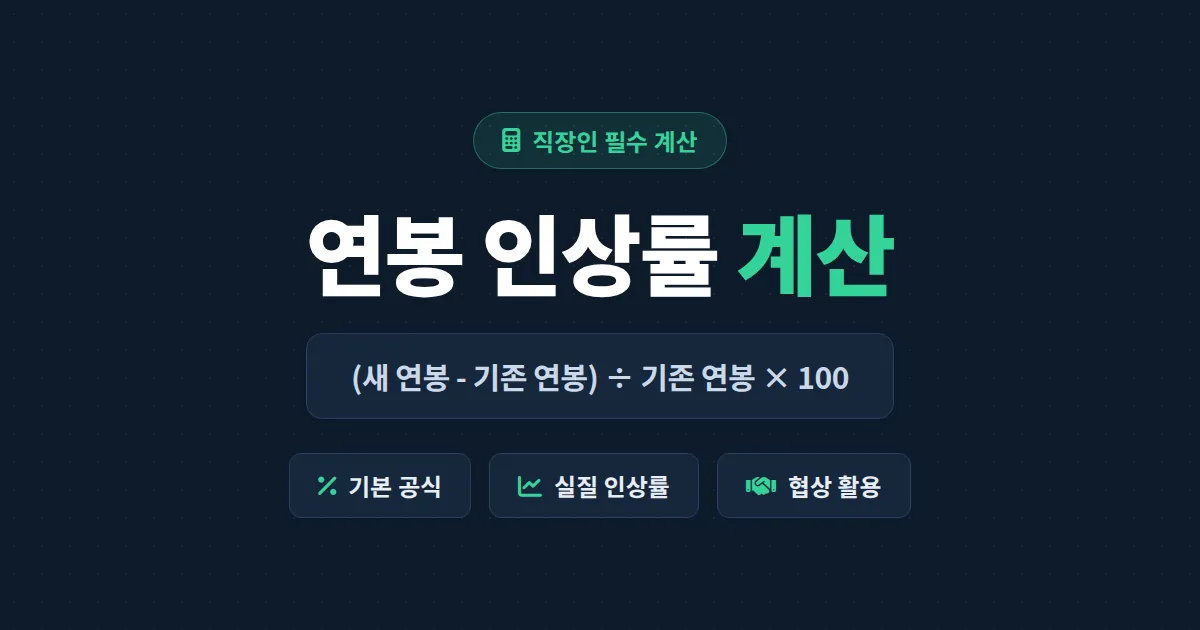 연봉 인상률 계산 방법 완벽 정리 - 퍼센트 공식부터 물가 반영 실질 인상률까지