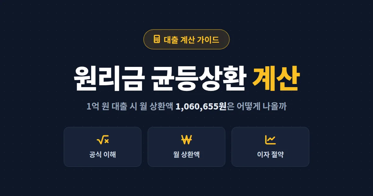 원리금 균등상환 계산 방법 총정리 - 공식부터 월 상환액 예시, 원금 균등 비교까지