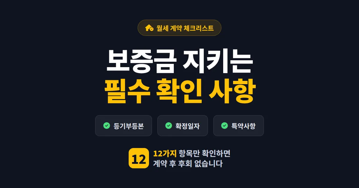 월세 계약 시 확인할 것 12가지 - 보증금 지키는 필수 체크리스트