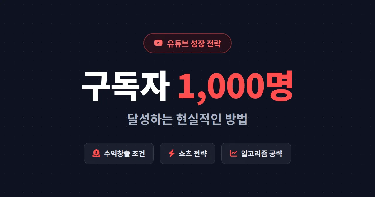 유튜브 구독자 1000명 달성법 - 수익창출 조건부터 쇼츠 활용까지 현실적인 성장 전략
