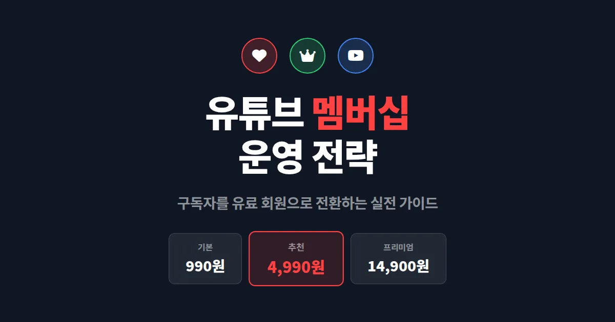 유튜브 멤버십 운영법 - 구독자를 유료 회원으로 전환하는 실전 전략