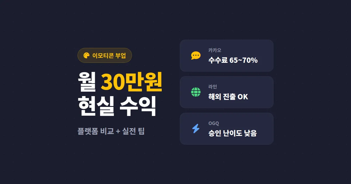 이모티콘 제작 부업으로 월 30만원 버는 현실적인 방법 총정리