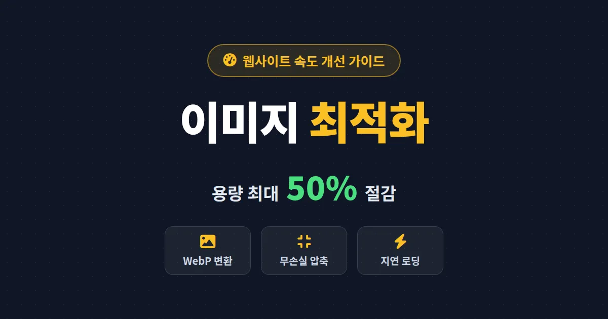 이미지 최적화 웹사이트 속도 개선 완벽 가이드 - WebP 변환부터 지연 로딩까지