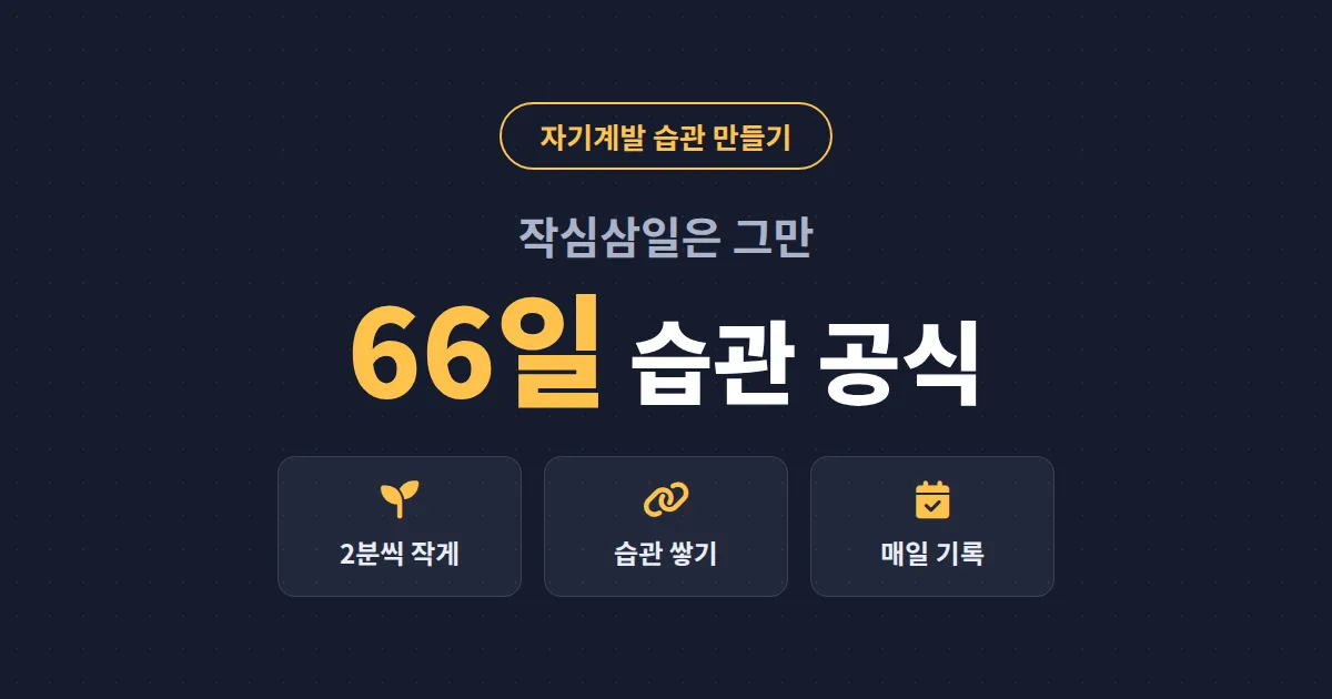 자기계발 습관 만드는 방법 - 작심삼일에서 벗어나는 66일 습관 형성 전략