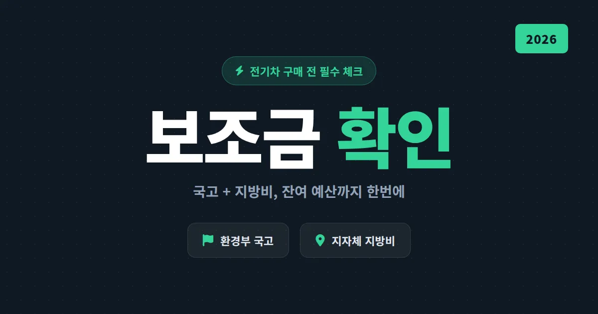 전기차 보조금 확인 방법 - 2026년 국고와 지자체 지원금 한번에 정리하기