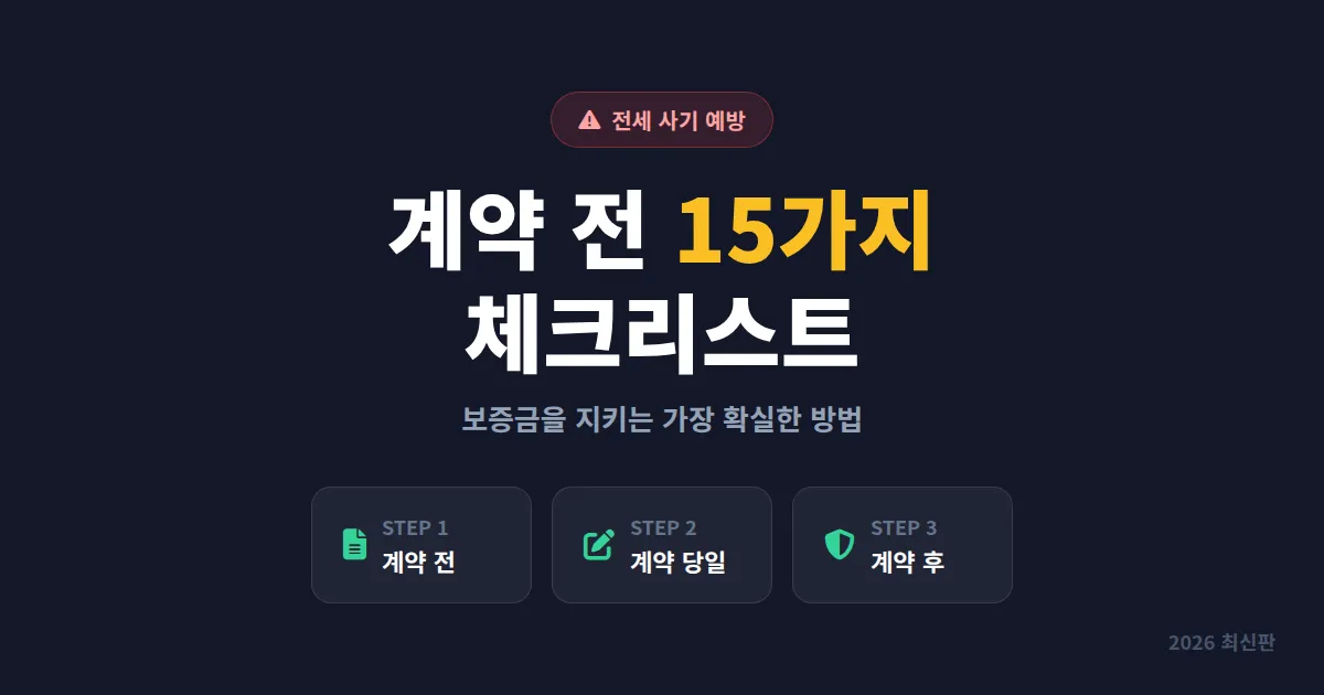 전세 사기 예방 체크리스트 - 계약 전 반드시 확인해야 할 15가지