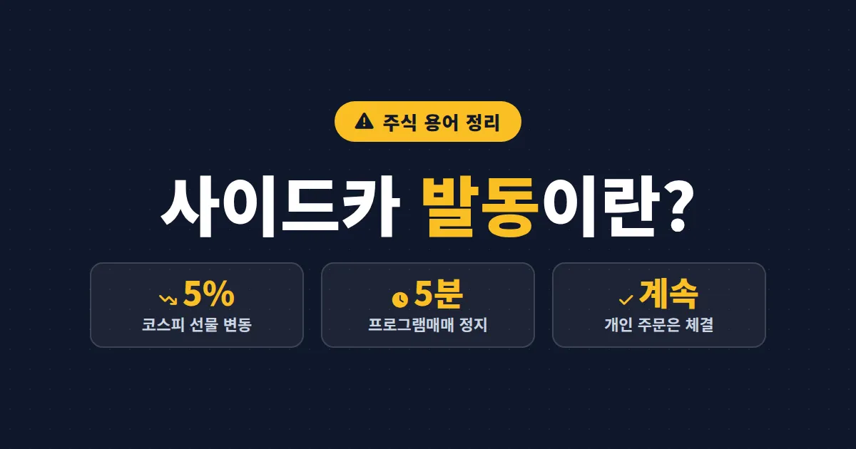 주식 사이드카란 무엇인가 – 발동 조건과 서킷브레이커 차이 한번에 정리