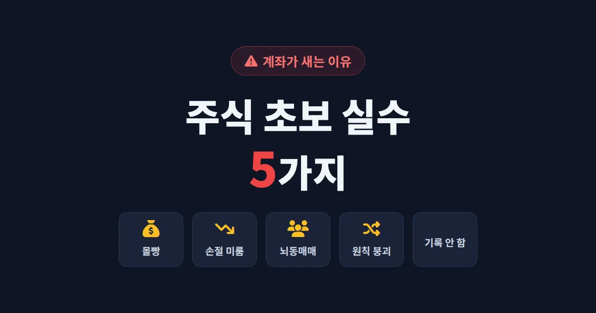 주식 초보 실수 5가지와 해결법 - 첫 1년 안에 계좌를 지키는 현실적인 투자 습관 만들기