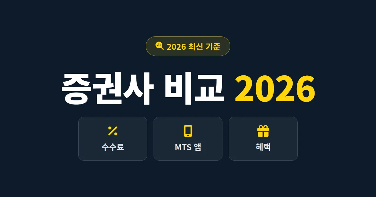 증권사 비교 추천 2026 - 수수료, MTS, 혜택까지 나에게 맞는 계좌 고르는 기준 총정리
