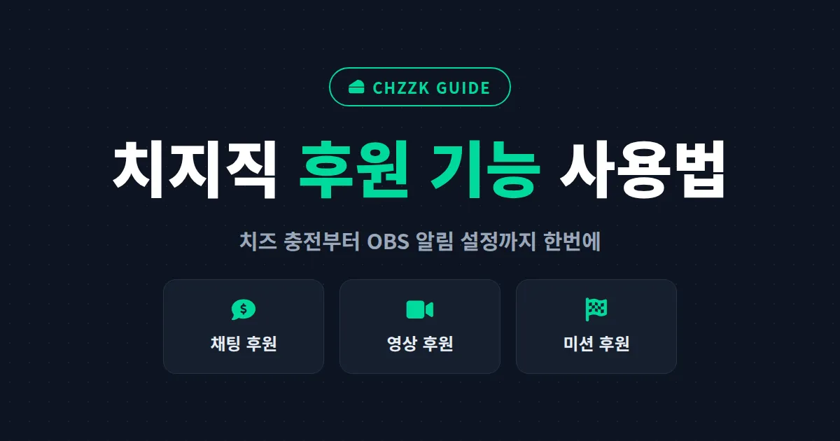 치지직 후원 기능 사용법 총정리 - 치즈 충전부터 미션 후원, OBS 알림 설정까지 한번에