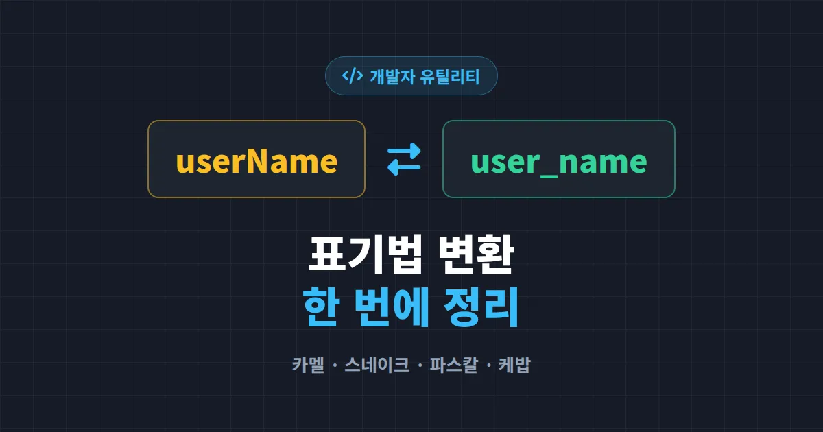 카멜케이스 스네이크케이스 변환 완벽 가이드 - 개발자가 알아야 할 표기법 변환법