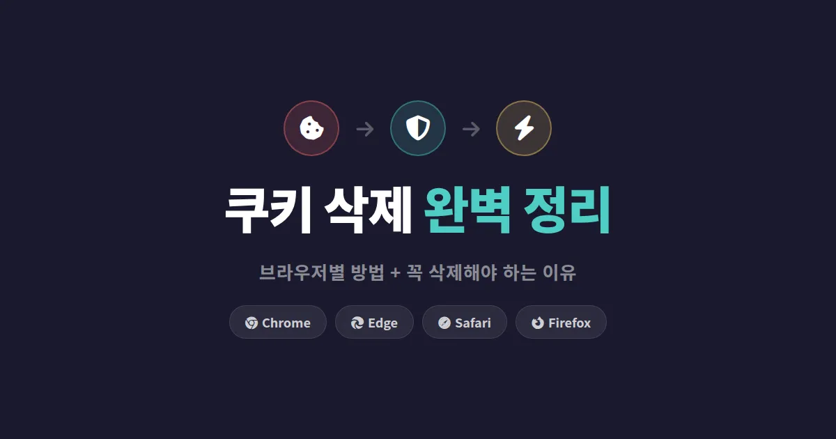 쿠키 삭제 방법과 이유 - 브라우저별 완벽 정리 2026