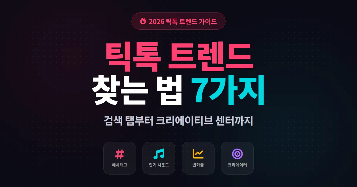 틱톡 트렌드 찾는 법 완벽 가이드 - 검색 탭부터 크리에이티브 센터까지 2026