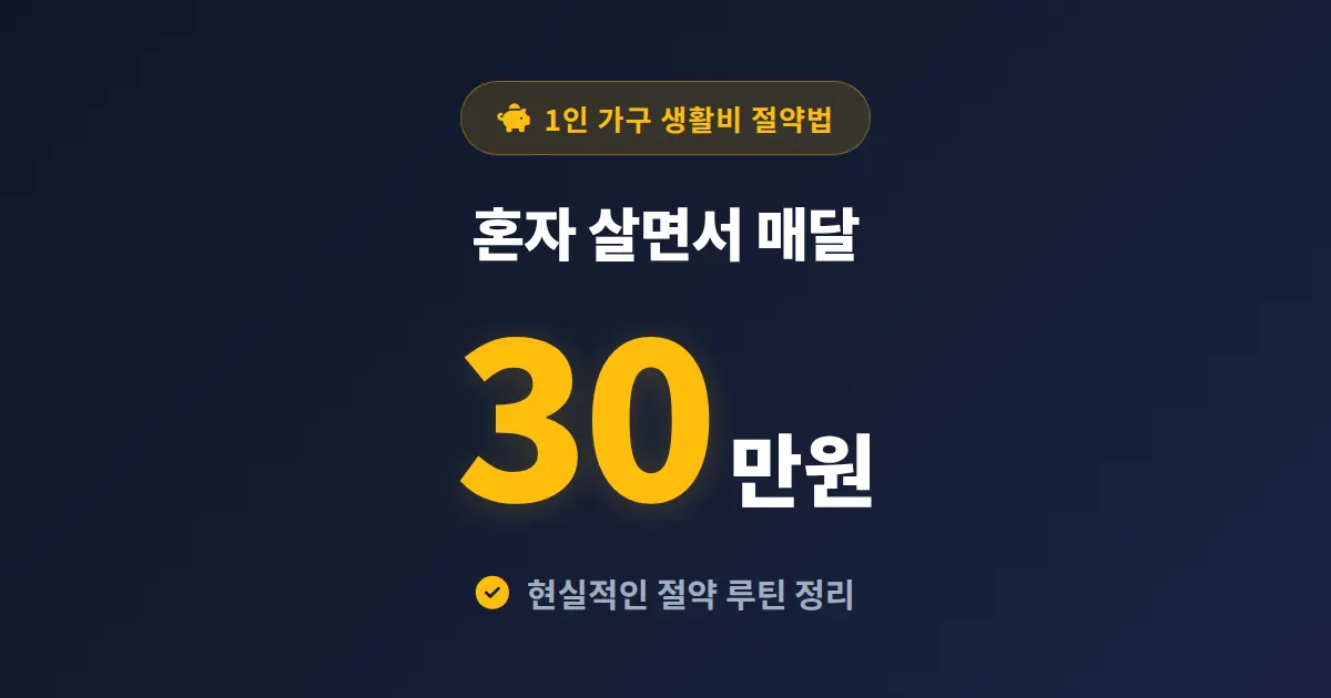 혼자 사는 생활비 절약법 완벽 가이드 - 1인 가구가 매달 30만 원 아끼는 실전 전략