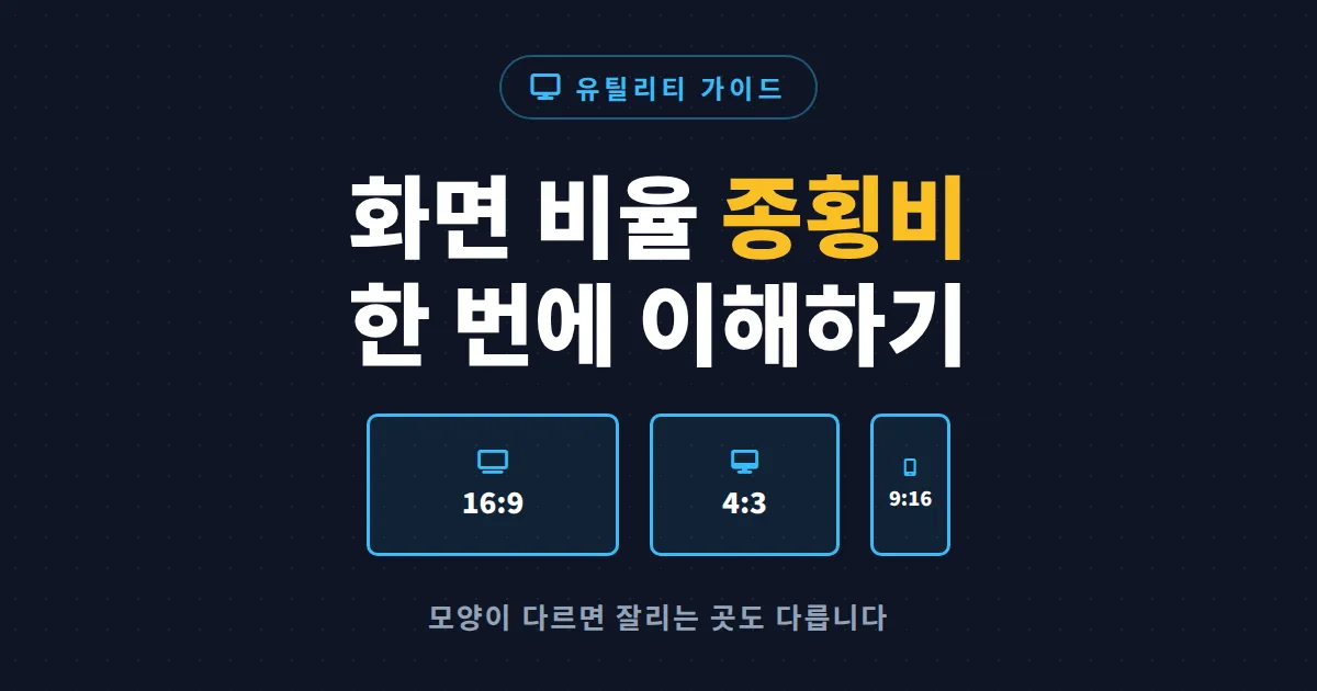 화면 비율 종횡비 이해 완벽 가이드 - 16:9, 4:3, 21:9 차이와 용도별 선택 기준